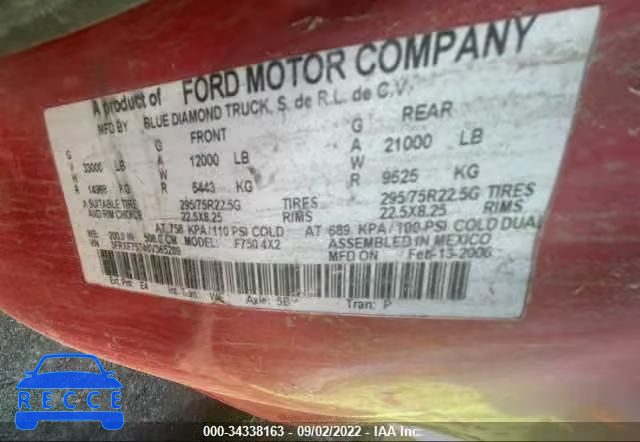 2006 FORD SUPER DUTY F-750 XL/XLT 3FRXF75T46V365289 image 7