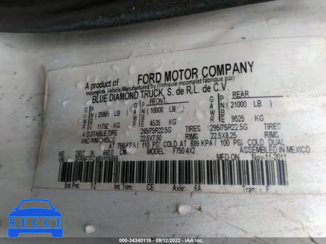 2011 FORD SUPER DUTY F-750 XL/XLT 3FRNF7FC4BV106866 image 8