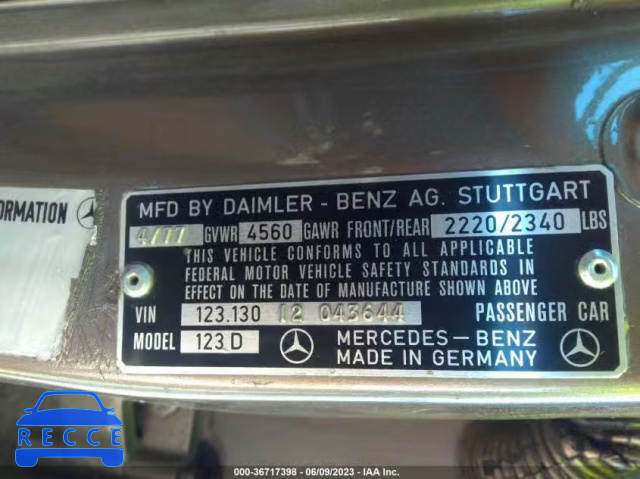 1977 MERCEDES BENZ 300 12313012043644 Bild 8