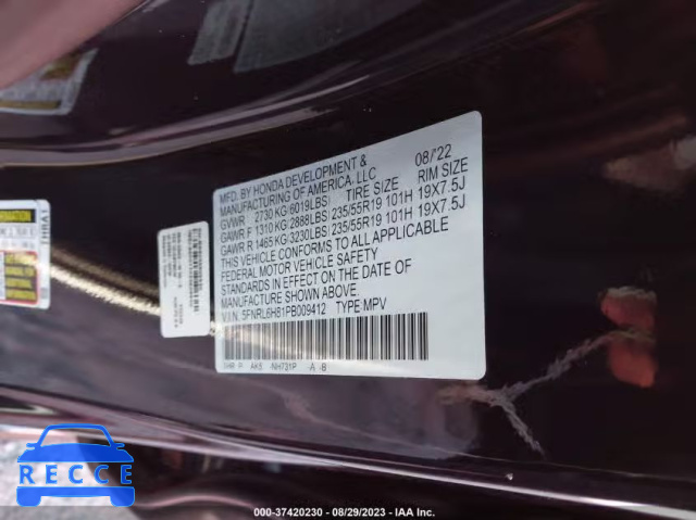 2023 HONDA ODYSSEY TOURING 5FNRL6H81PB009412 image 8