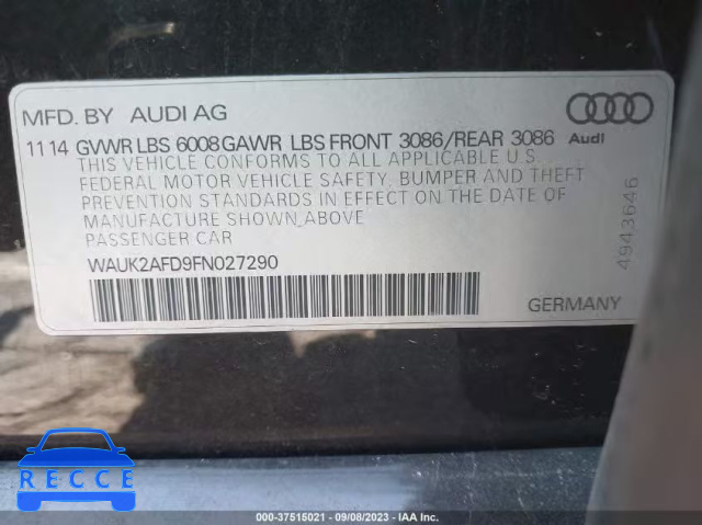 2015 AUDI S8 WAUK2AFD9FN027290 image 8