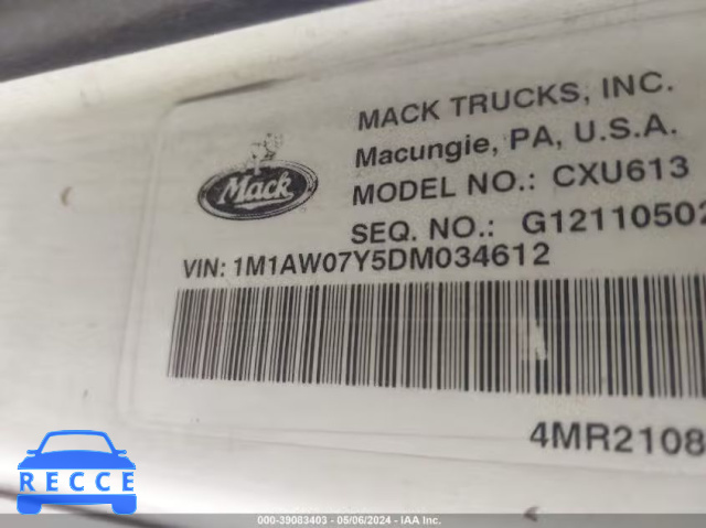 2013 MACK CXU613 CXU600 1M1AW07Y5DM034612 зображення 7