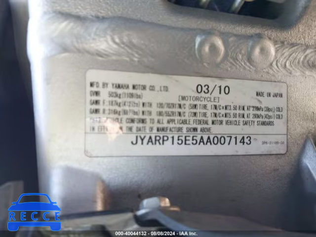 2010 YAMAHA FJR1300 A JYARP15E5AA007143 image 9