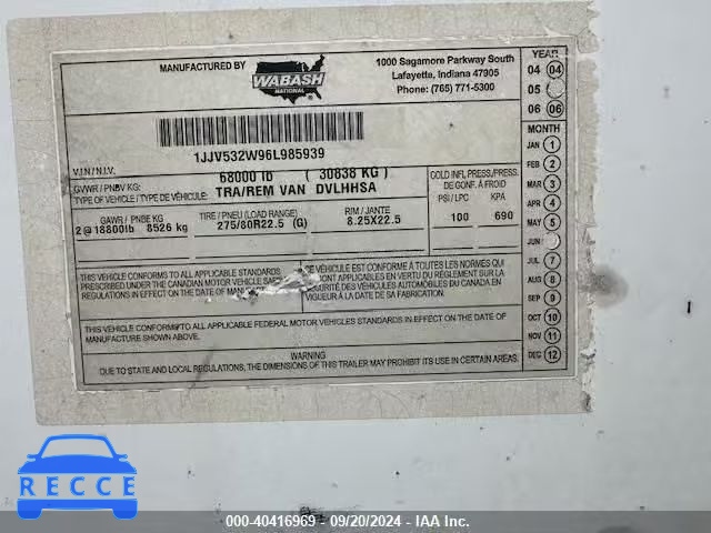 2006 WABASH NATIONAL CORP WABASH NATIONAL CORP 1JJV532W96L985939 image 8